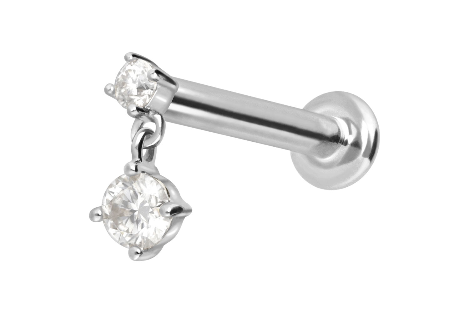 14 Karat Gold Labret Piercing mit Push Fit 2 MOISSANITE